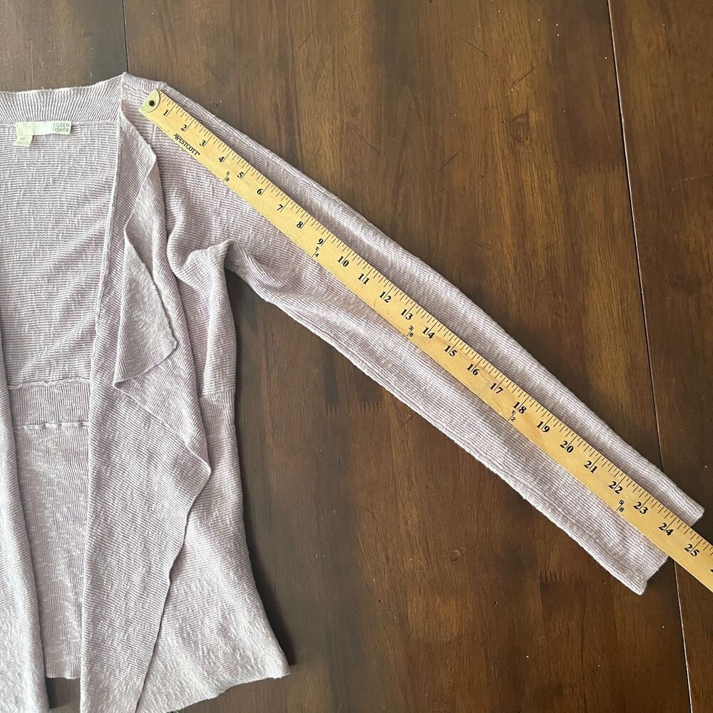 Eileen Fisher Cotton Linen Blend Open Front Drape Cardigan Purple Women's XS - Picture 5 of 9